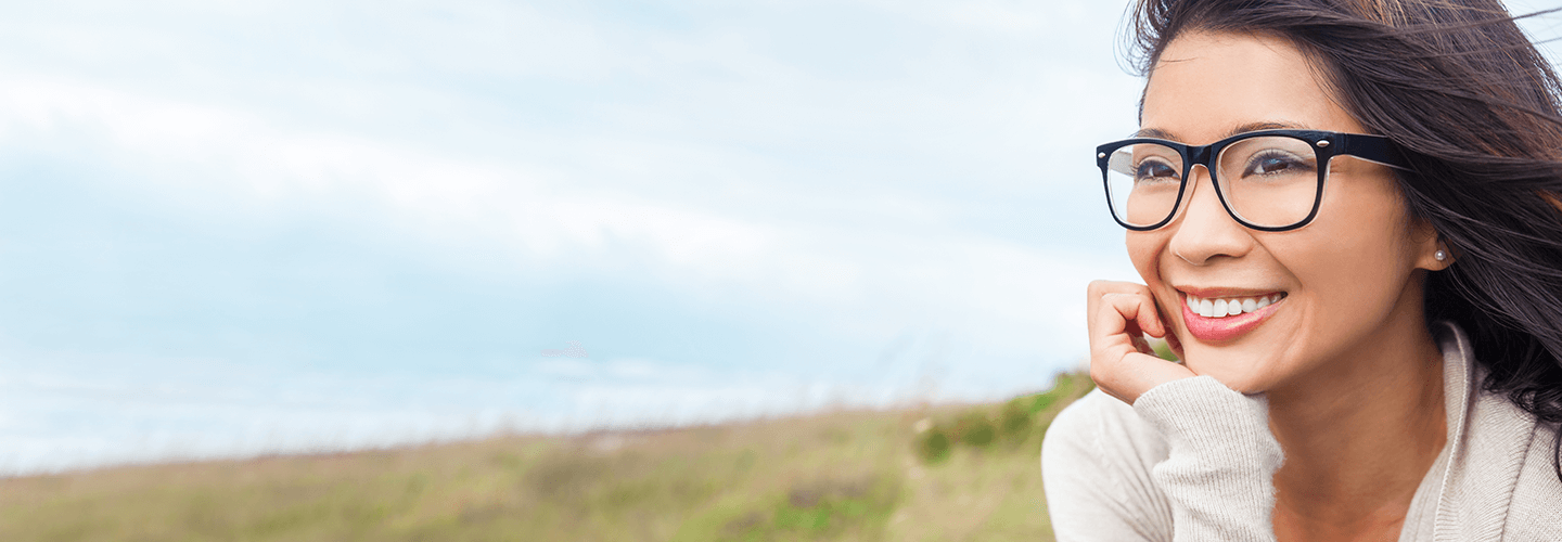 Woman in glasses image for new products information